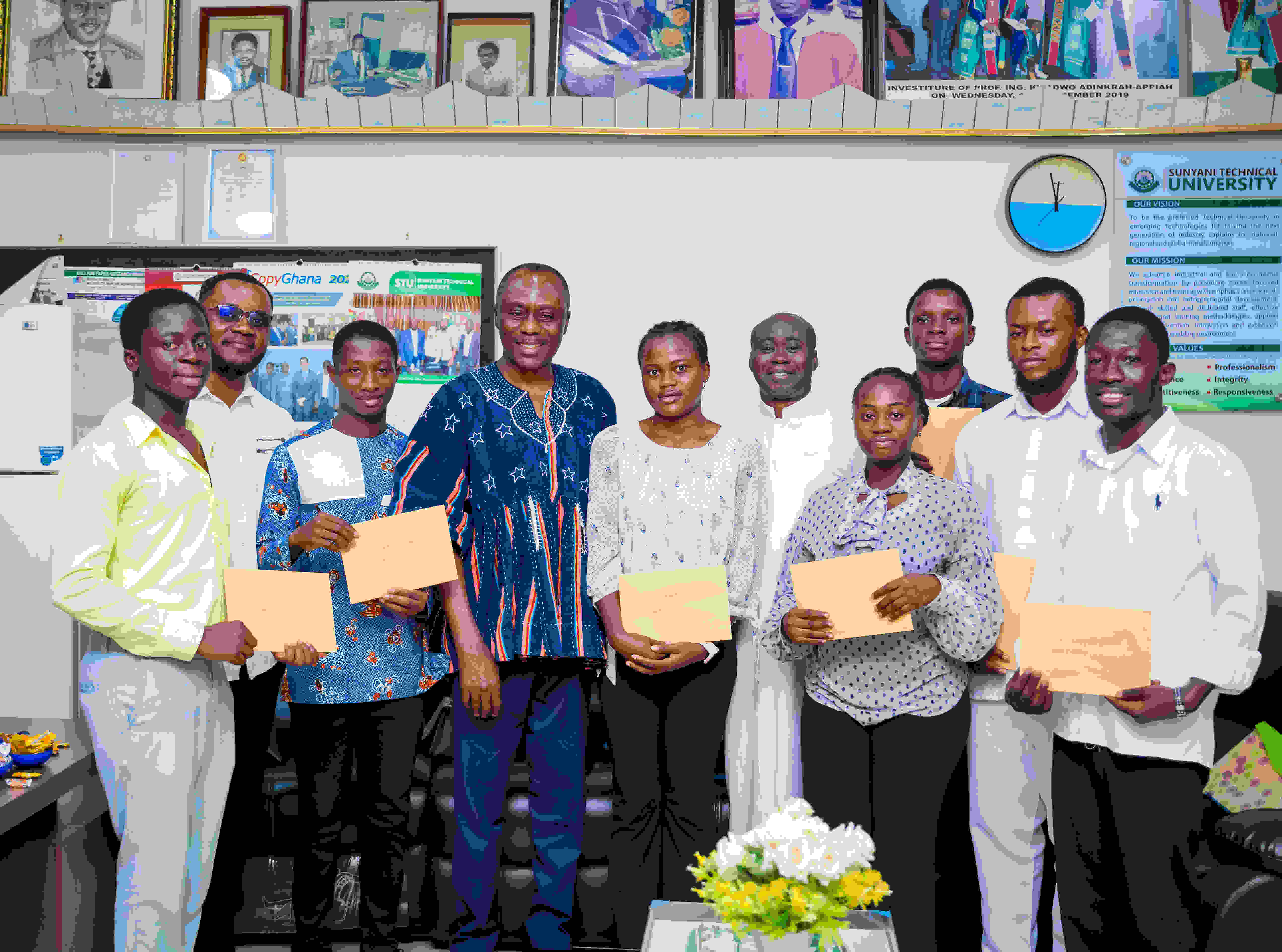 STU Vice-Chancellor Awards First Tuition Cheques to Seven Beneficiaries under IP-KAIESS Scholarship Scheme to Study at Sunyani Technical University.