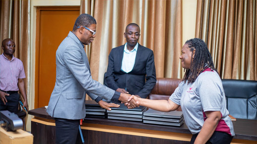 UMES presents 18 laptops to Sunyani Technical University